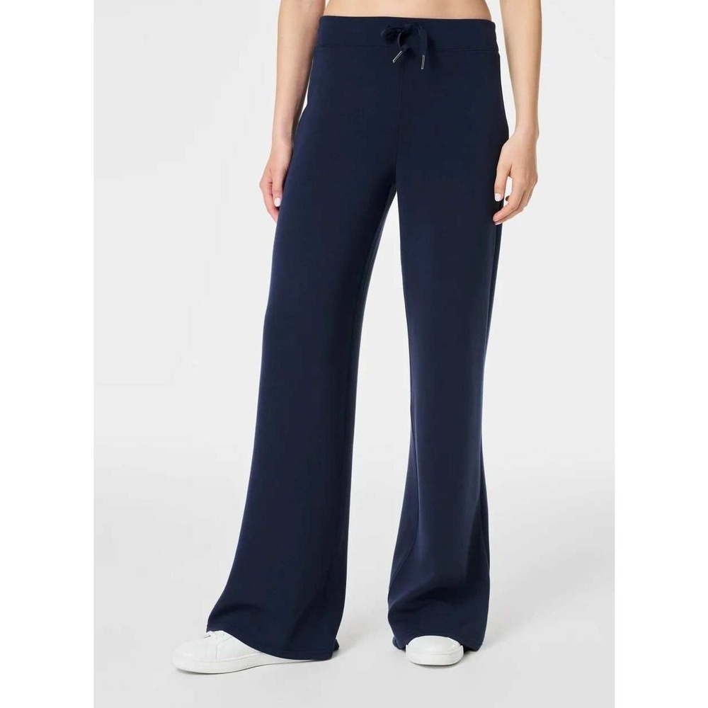 Spanx AirEssentials Wide Leg Pants Navy Blue Drawstring Athleisure women Size XS